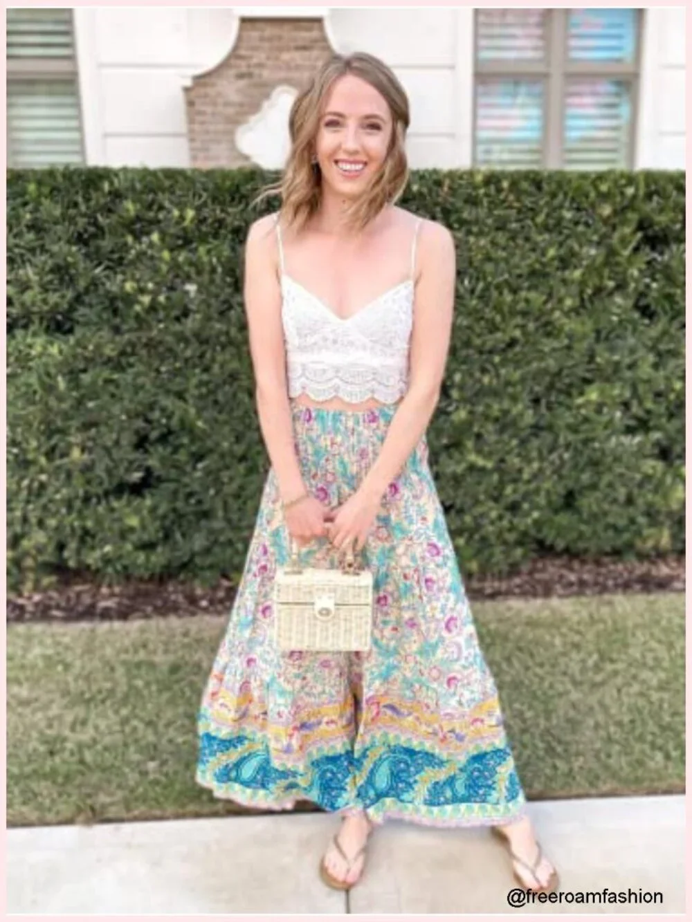 Boho Floral A-Line Maxi Skirt for Women 2026, Elastic High Waist, Summer Beach